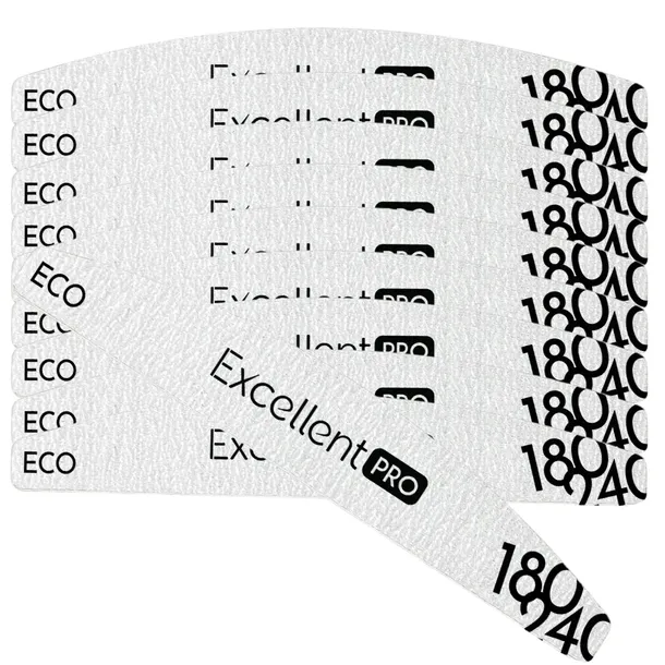 Excellent PRO ECO Pilnik Do Paznokci Łódka Zebra Uniwersalny 180/240 10 szt