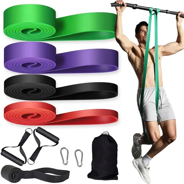 Gumy Oporowe Mocne Do Ćwiczeń Fitness Zestaw 4 Gum Taśmy Worek Uchwyty