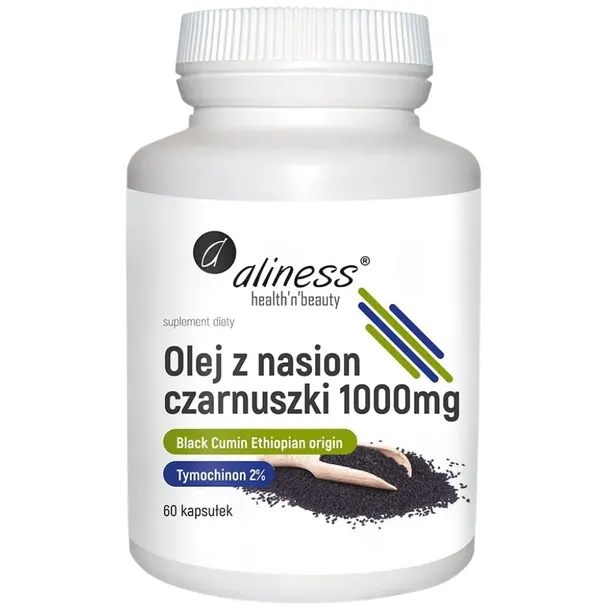 Aliness Olej z Nasion Czarnuszki 1000 mg Suplement Diety Odporność 60 Kaps