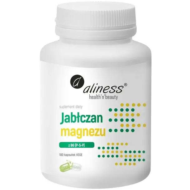 Aliness Jabłczan magnezu z B6 100kaps magnez z P-5-P METABOLIZM MIĘŚNIE