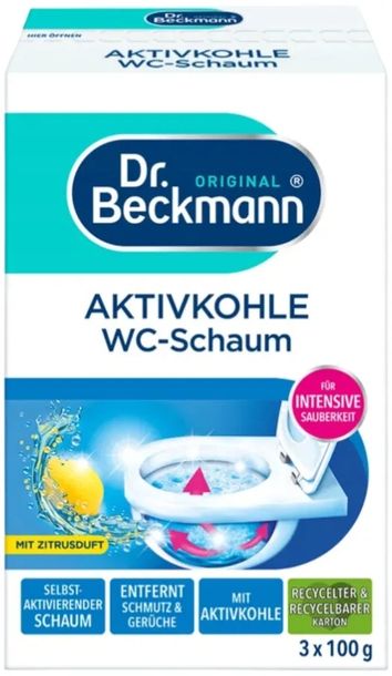 Dr Beckmann Proszek Piana do czyszczenia WC Aktywny węgiel cytrynowy 3 szt