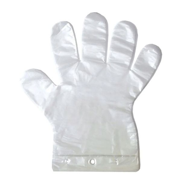 RĘKAWICE FOLIOWE HDPE ZRYWKI, Z DZIURKĄ ZAWIESZKĄ, MOCNE, 100 sztuk