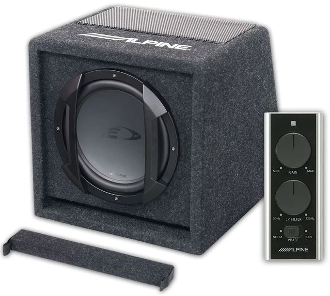 AKTYWNY SUBWOOFER SAMOCHODOWY ALPINE SWE-815 300W BASS-REFLEX + PILOT