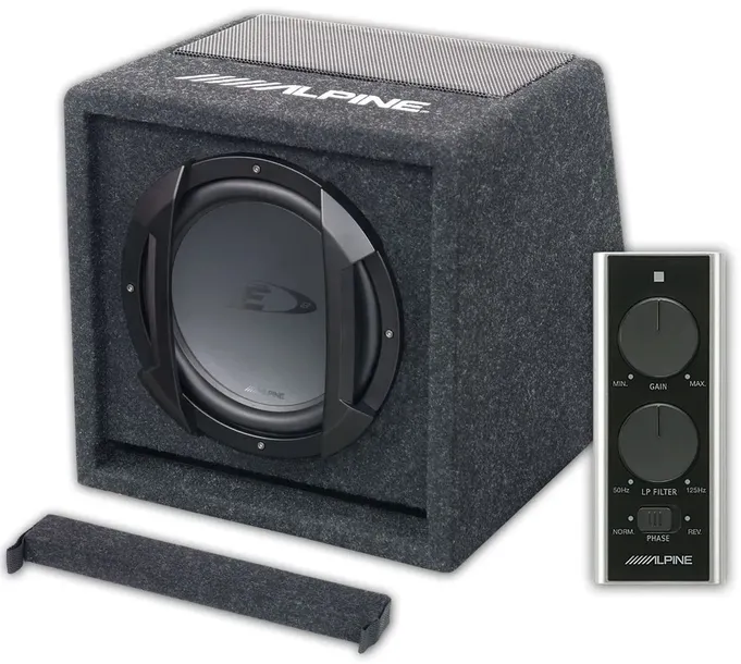 AKTYWNY SUBWOOFER SAMOCHODOWY ALPINE SWE-815 300W BASS-REFLEX + PILOT