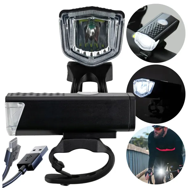 Lampka rowerowa LED przednia USB ładowana z akumulatorem 800mAh przód