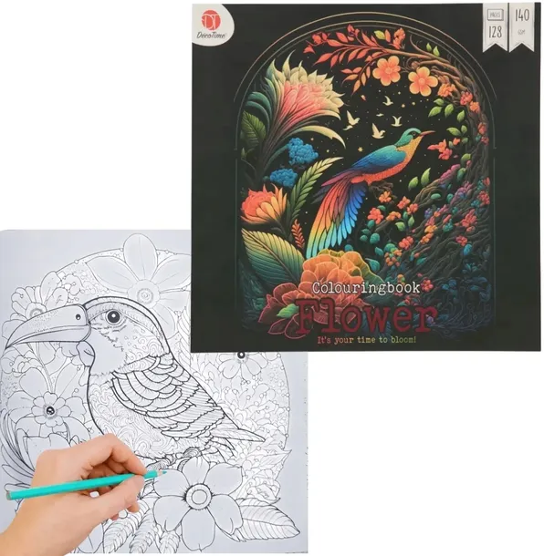 ANTYSTRESOWA EKSLUZYWNA KOLOROWANKA KSIĄŻKA FLOWER 128 STRON 140GSM PTAK
