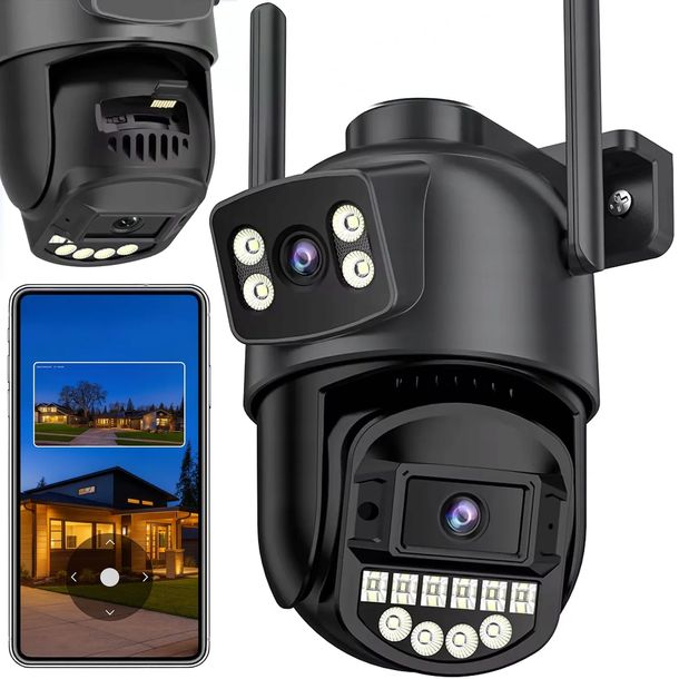 PODWÓJNA KAMERA ZEWNĘTRZNA WIFI OBROTOWA IP UHD AUDIO 8MPX 8MP 4K ISAJ SE1