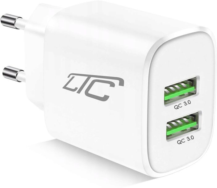 SZYBKA ŁADOWARKA SIECIOWA KOSTKA 2X QC 20W USB-A UNIWERSALNA