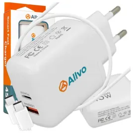 ladowarka-sieciowa-allvo-gan-qc-3-0-pd-45w-1xusb-c-1x-usb-biala-kabel-c