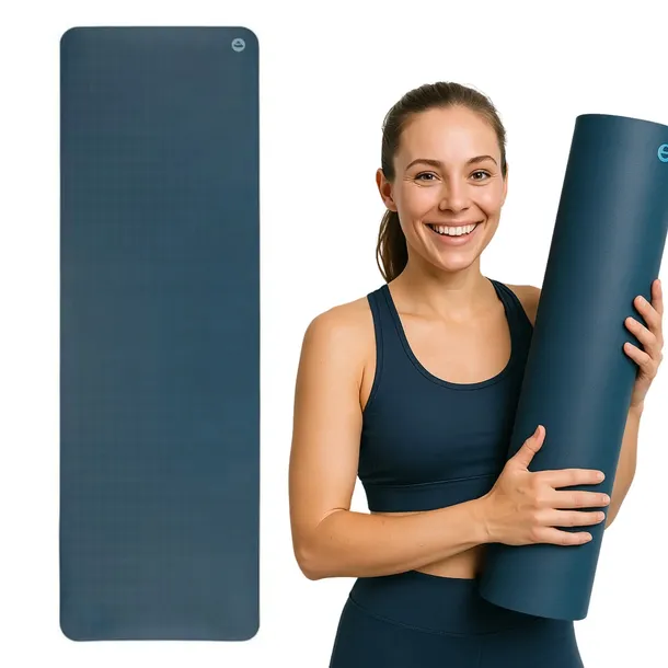 Mata do ćwiczeń jogi kauczukowa Bodhi EcoPro 4mm granatowy antypoślizgowa