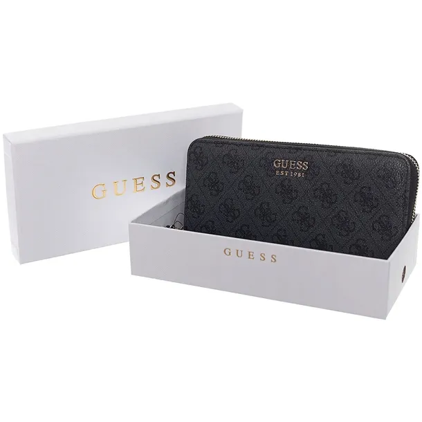 GUESS PORTFEL DAMSKI BRENTON SLG LARG ZIP CZARNO-SZARY