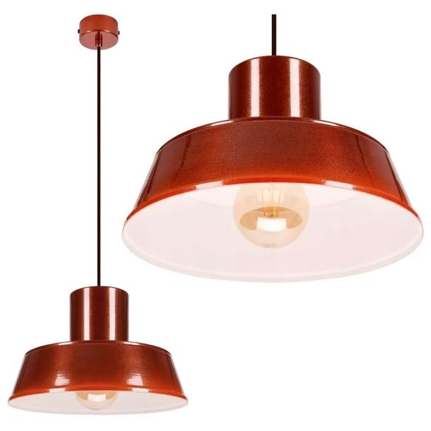POLLY Industrialna lampa wisząca sufitowa do jadalni metalowa bordowa E27