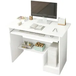 biurko-komputerowe-biale-nowoczesne-z-szuflada-polkami-mlodziezowe