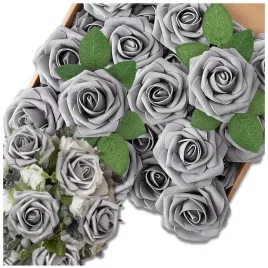 sztuczne-kwiaty-25szt-roze-bukiet-roz-srebrne-na-stroik-dekoracja-do-wazonu