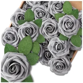 sztuczne-kwiaty-25szt-roze-bukiet-roz-srebrne-na-stroik-dekoracja-do-wazonu