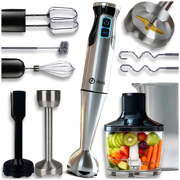 BLENDER RĘCZNY ISAJ BL1 MIKSER WIELOFUNKCYJNY TURBO 1400W OSTRZA TYTANOWE