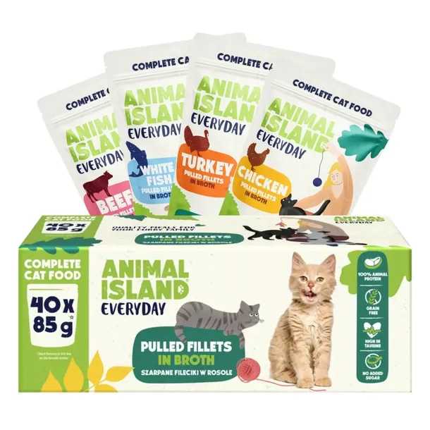 Karma dla kota mokra saszetka bezzbożowa MIX SMAKÓW Animal Island 85g 40szt
