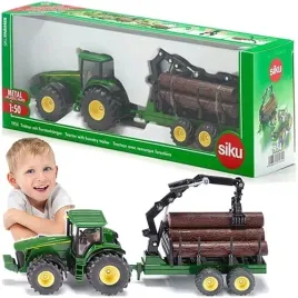 traktor-z-przyczepa-lesna-balami-john-deere-kolekcjonerski-1954-siku