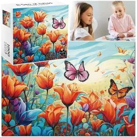 puzzle-1000-elementow-tulipany-motyl-pole-tulipanow-widok-ukladanka-askato