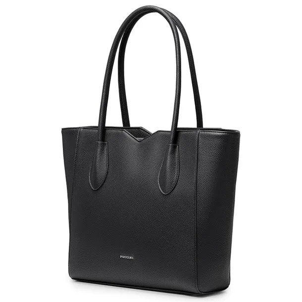 Torebka Shopper Damska PUCCINI Duża Mieści A4 Czarna Z Wycięciami BML053D-1