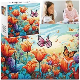 puzzle-1000-elementow-tulipany-motyl-pole-tulipanow-widok-ukladanka-askato