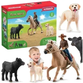 schleich-farm-world-kowbojskie-przygody-kon-cielaczek-piesek-figurki-42578
