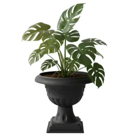 doniczka-gazon-o-33-cm-h-355-cm-okragla-na-nozce-grafit-wzor-3d-kwietnik