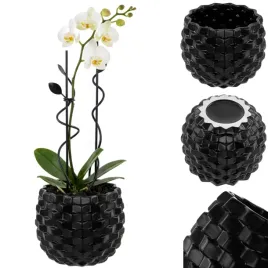 doniczka-ceramiczna-oslonka-czarna-o19cm-struktura-3d-wypukla-matowa