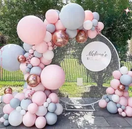 mega-zestaw-girlanda-balonowa-niebiesko-rozowa-160szt-chrzest-komunia