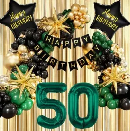 scianka-balony-zestaw-balonow-na-50-urodziny-butelkowa-zielen-91szt
