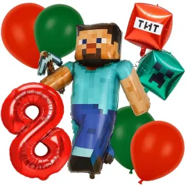 dekoracje-zestaw-balonow-na-8-urodziny-ludzik-tnt-creeper-8szt