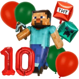 dekoracje-zestaw-balonow-na-10-urodziny-ludzik-tnt-creeper-8szt