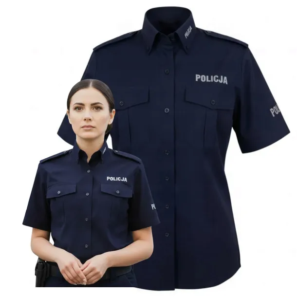 Koszula Damska Służbowa Granatowa Krótki Rękaw Policja Koszula Letnia 36B