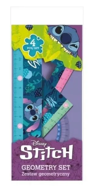 COOLPACK ZESTAW GEOMETRYCZNY 4 el LINIJKA EKIERKA KĄTOMIERZ LILO I STITCH