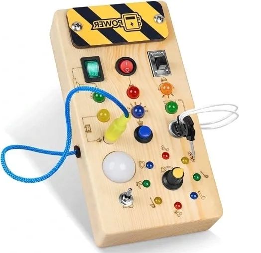 DREWNIANA TABLICA MANIPULACYJNA Montessori WŁĄCZNIK ŚWIATŁA LED W051