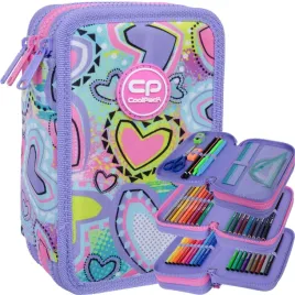 coolpack-piornik-szkolny-trzykomorowy-z-wyposazeniem-pastel-heart