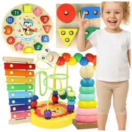 drewniana-ukladanka-sorter-montessori-koraliki-do-nawlekania-cymbalki-zegar