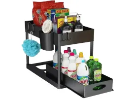 organizer-regal-kuchenny-polka-pod-zlew-2-poziomowy-wysuwany-czarny-haczyki