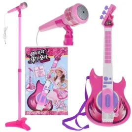gitara-elektryczna-z-mikrofonem-dla-dzieci-zestaw-karaoke-rozowa