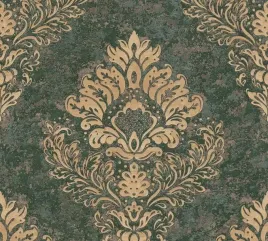 tapeta-ornamenty-zlote-tlo-zielen-butelkowa-flizelina-do-mycia