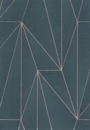 tapeta-geometria-3d-trojkaty-turkusowe-z-miedzia