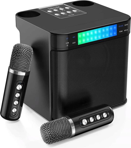 Maszyna Karaoke Głośnik z 2 bezprzewodowymi mikrofonami Bluetooth SUBUFER