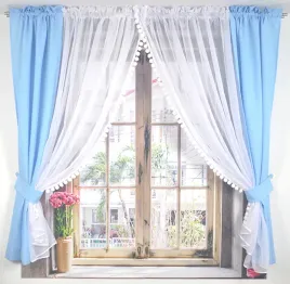 komplet-zaslony-firana-woal-z-pomponami-300x160cm-blue