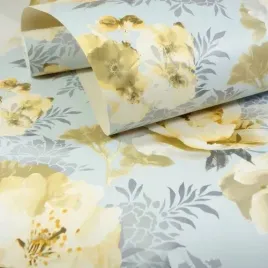 tapeta-kwiaty-duze-zolte-roze-nowoczesna-papierowa