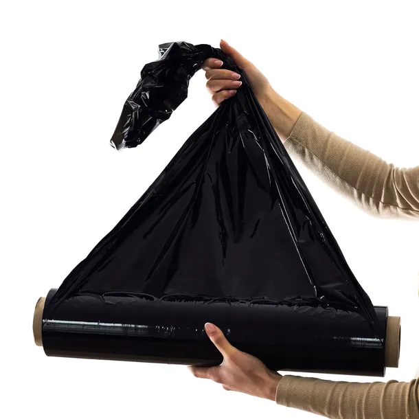 Folia Stretch Strecz 2kg XL Mocna Czarna Dużo Folii Cienka Rolka Czarny