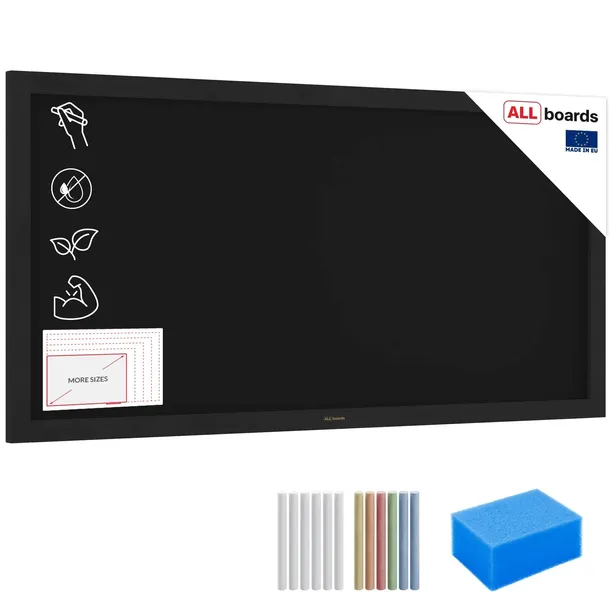 Tablica kredowa 120x60cm CZARNA drewniana rama + GRATIS