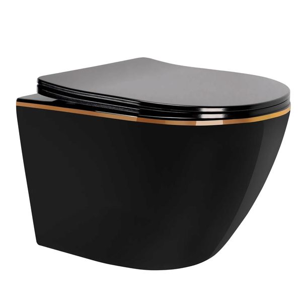 MISKA WC WISZĄCA REA CARLO MINI TORNADO BLACK GOLD EDGE MISA CZARNO ZŁOTA
