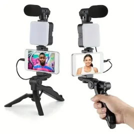 zestaw-do-nagrywania-filmow-4w1-vlogger-kit-pilot-mikrofon-pilot-bt-tiktok