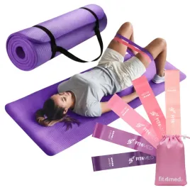 mata-treningowa-i-gumy-oporowe-hip-bandy-5szt-do-cwiczen-fitness-zestaw
