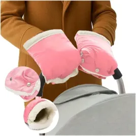 rozowa-mufka-rekawiczki-do-wozka-dzieciecego-sanek-ocieplane-futerko-zime